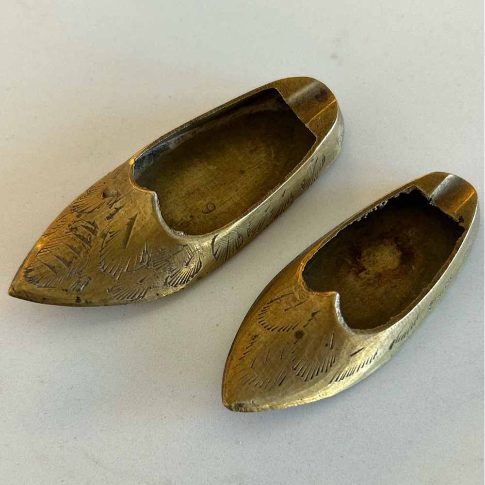 Vintage Brass Shoe Ashtrays / Trinket Dishes